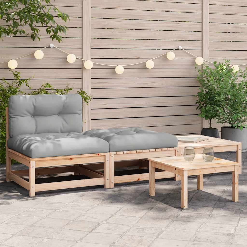 vidaXL Tuinmiddenbank met antracietkleurige kussens grenenhout wit