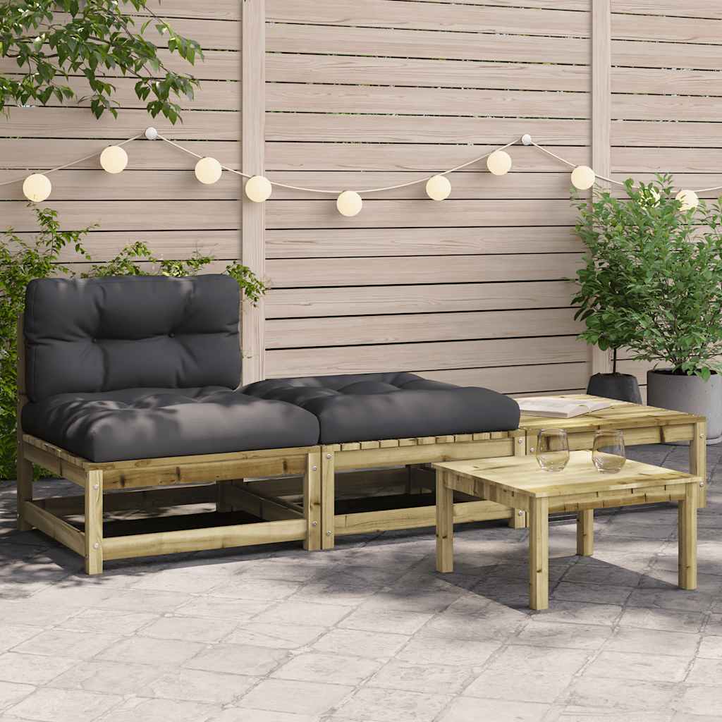 vidaXL Tuinmiddenbank met antracietkleurige kussens grenenhout wit