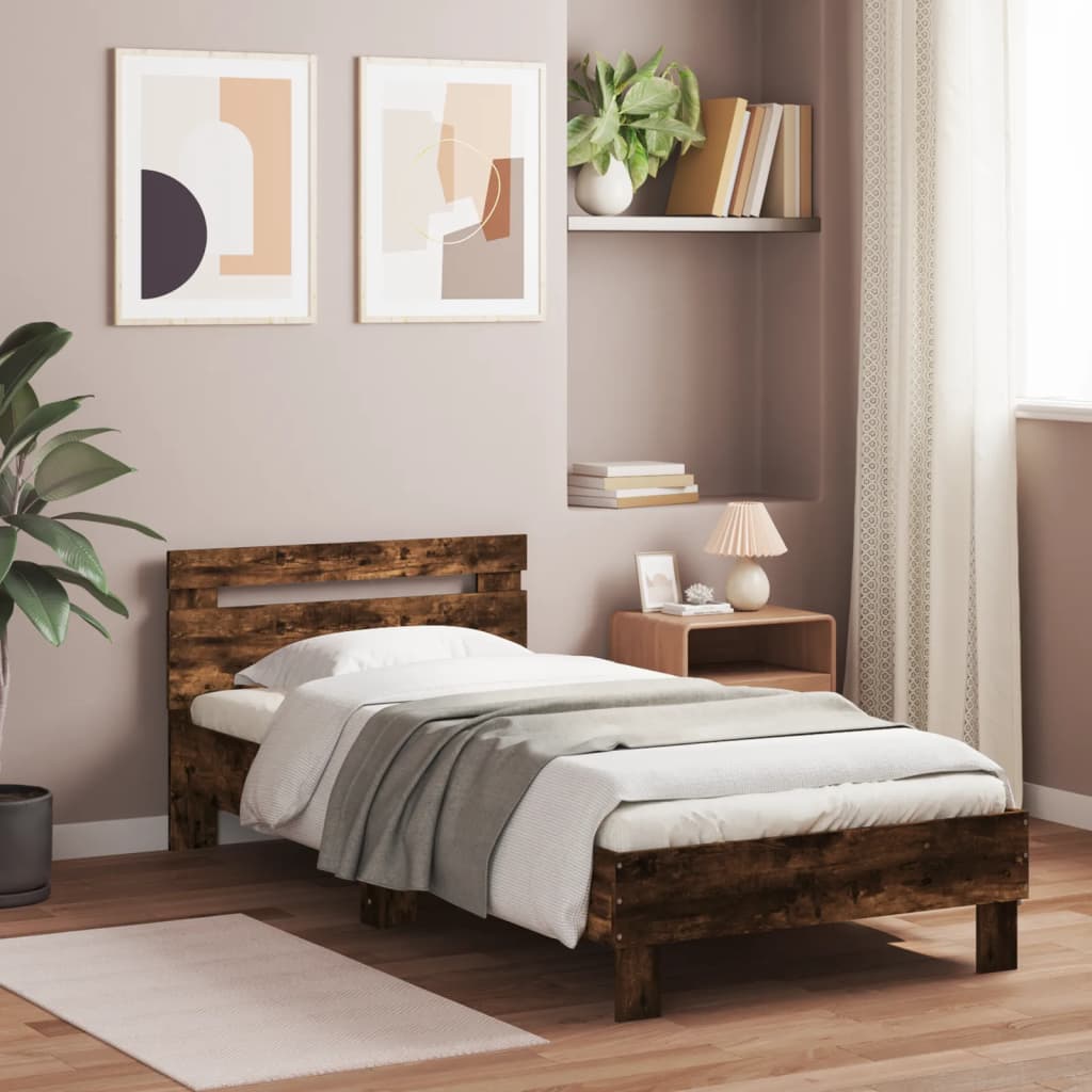 vidaXL Bed Frame with Headboard Solid Wood White 200x200 cm