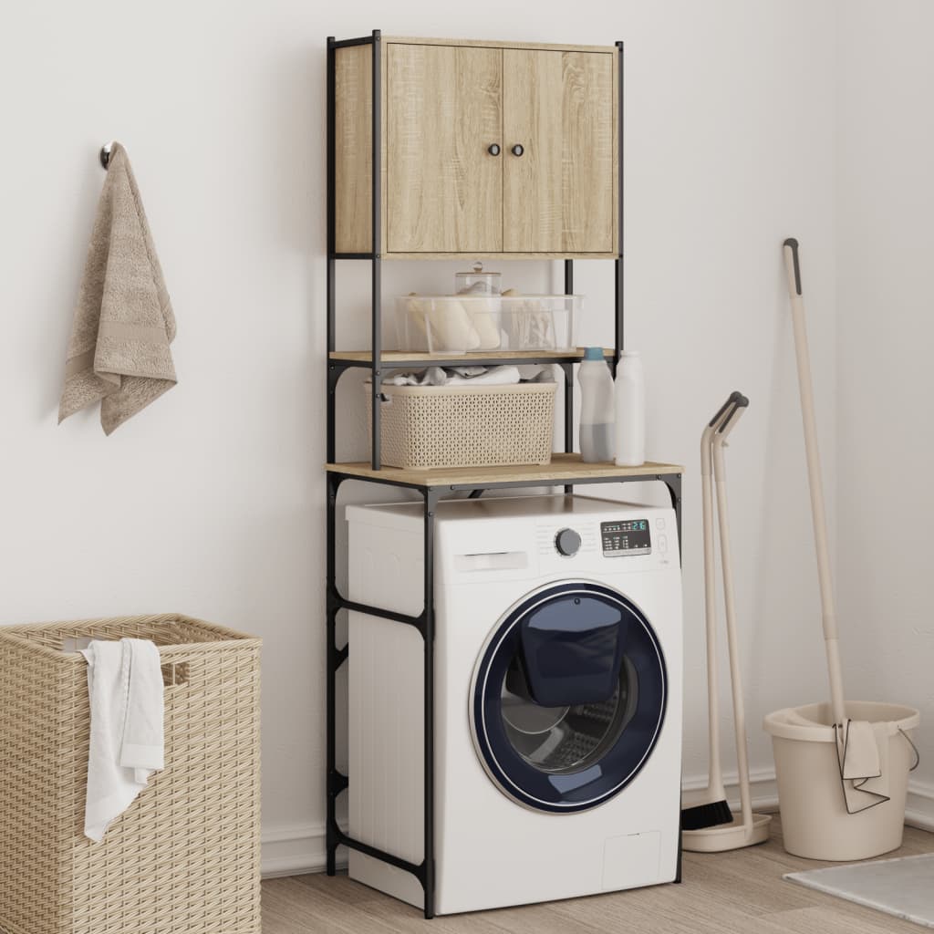 vidaXL Wasmachinekast 68x48,5x194 cm zwart