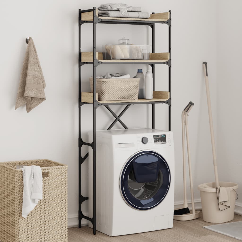 vidaXL Washing Machine Cabinet 67x25x163 cm Engineered Wood Black