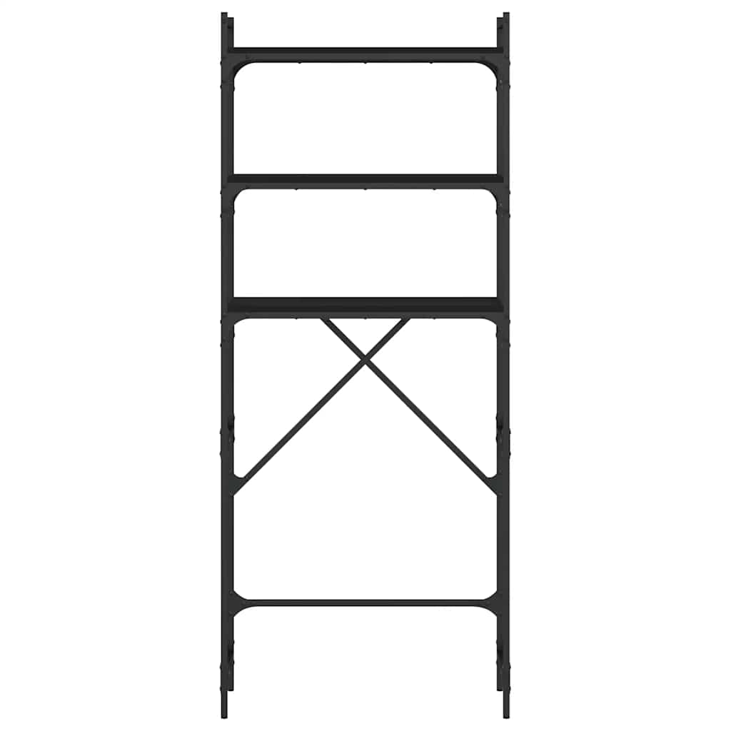 vidaXL Wasmachinerek 67x25x163 cm bewerkt hout zwart