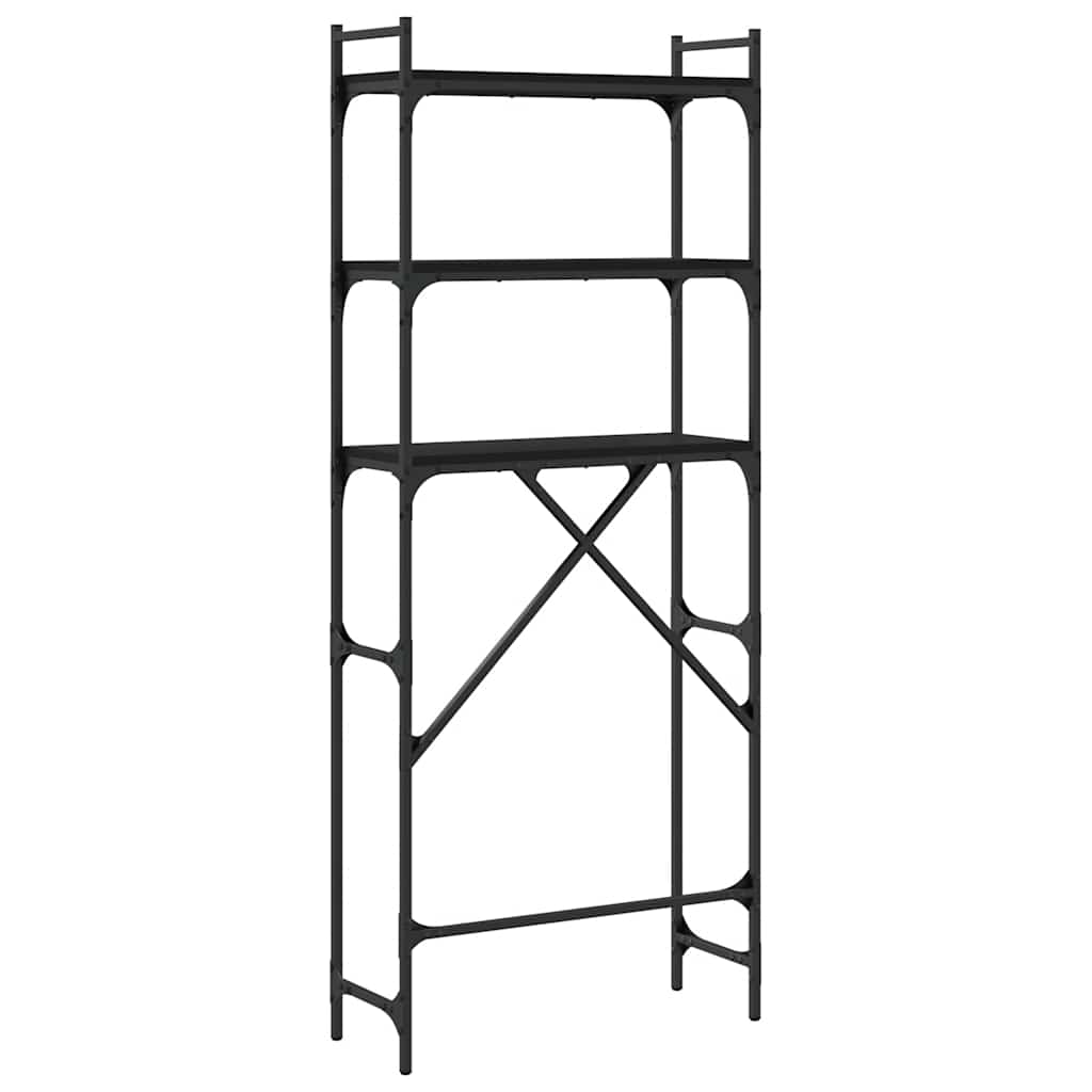 vidaXL Wasmachinerek 67x25x163 cm bewerkt hout zwart