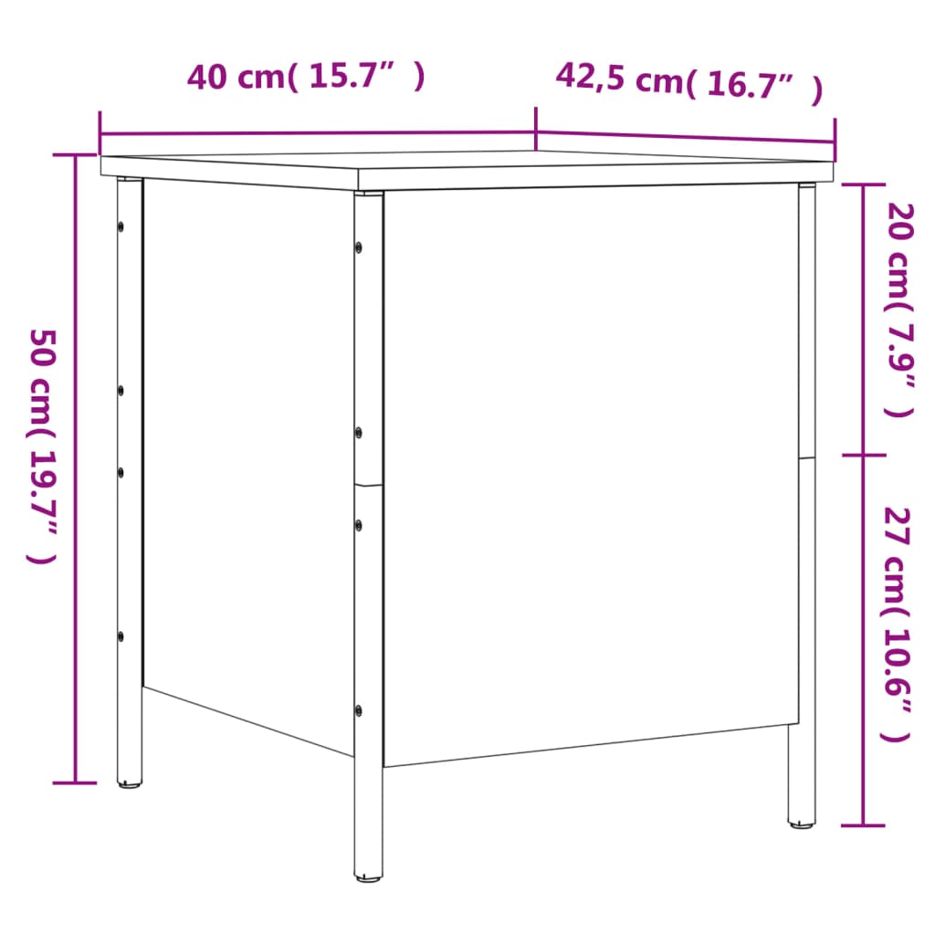 vidaXL Opbergbankje 40x42,5x50 cm bewerkt hout zwart