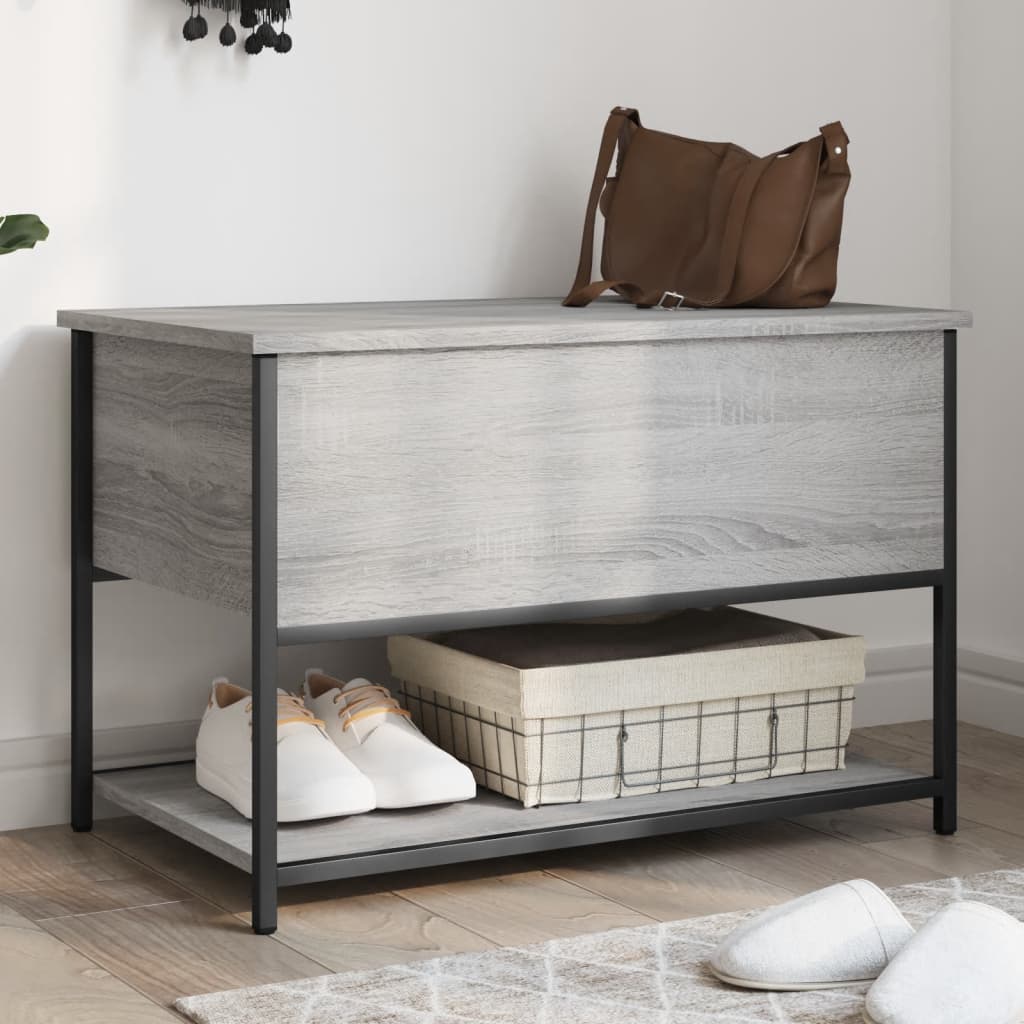 vidaXL Opbergbankje 70x42,5x47 cm bewerkt hout zwart