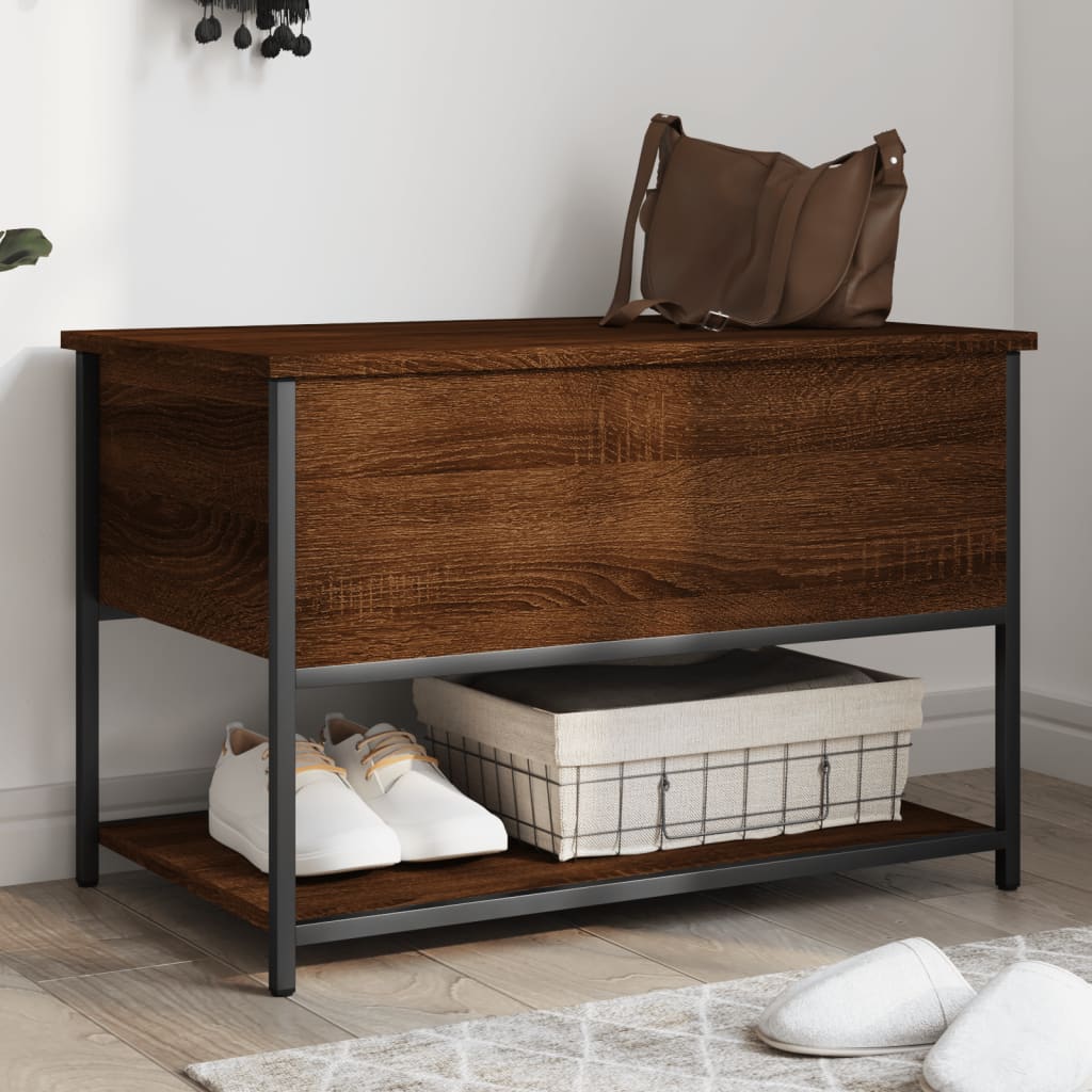 vidaXL Opbergbankje 70x42,5x47 cm bewerkt hout zwart