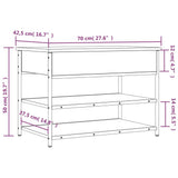 vidaXL Schoenenbankje 70x42,5x50 cm bewerkt hout gerookt eikenkleurig