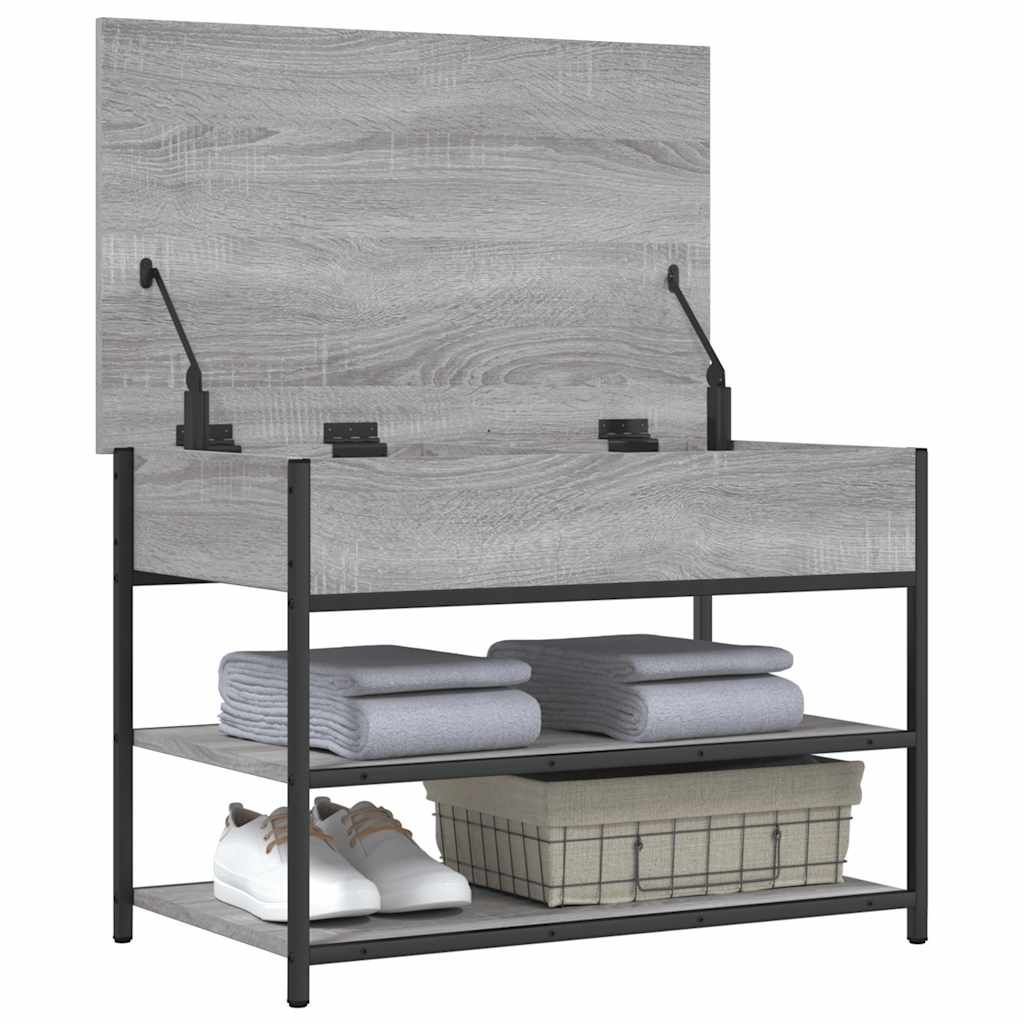 vidaXL Schoenenbankje 70x42,5x50 cm bewerkt hout gerookt eikenkleurig