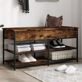 vidaXL Schoenenbankje 70x42,5x50 cm bewerkt hout gerookt eikenkleurig