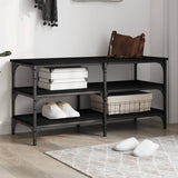 vidaXL Shoe Bench 70x38.5x49 cm Engineered Wood Black