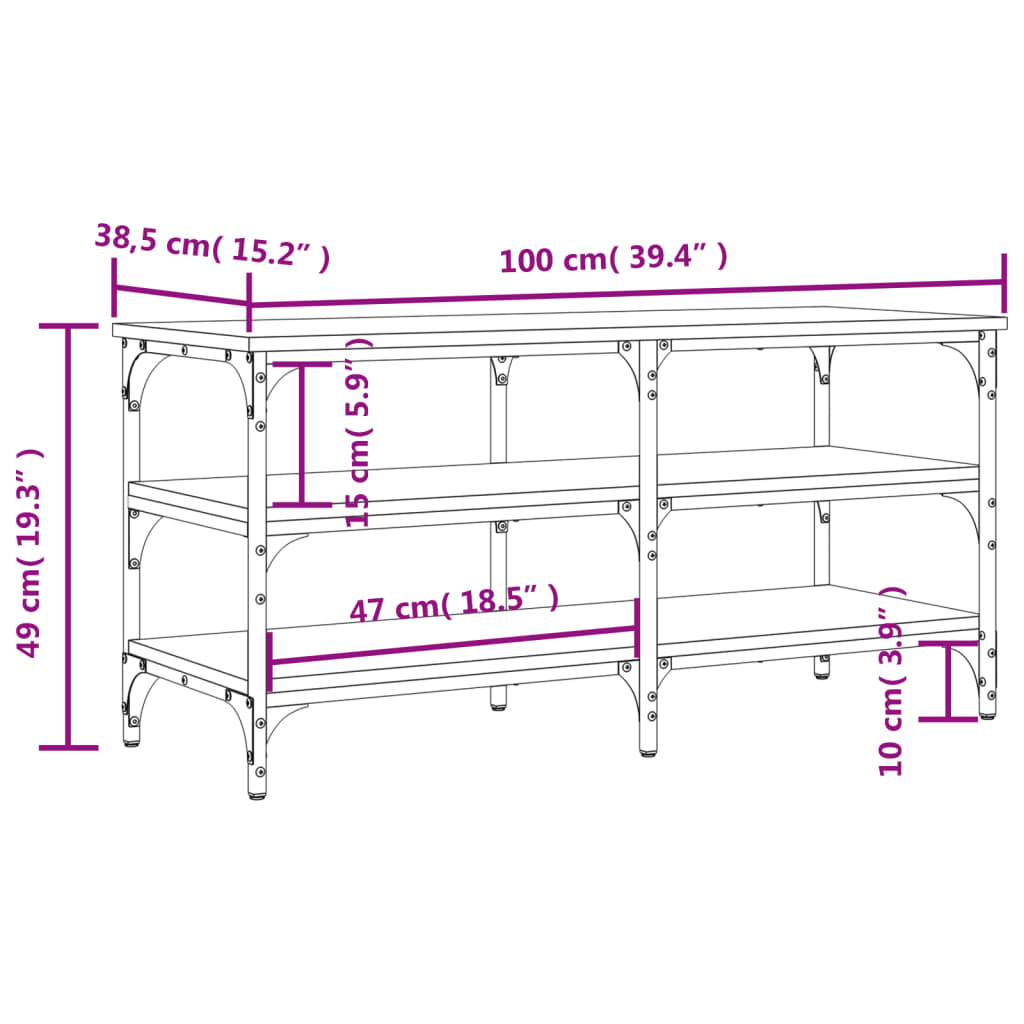 vidaXL Shoe Bench 70x38.5x49 cm Engineered Wood Black