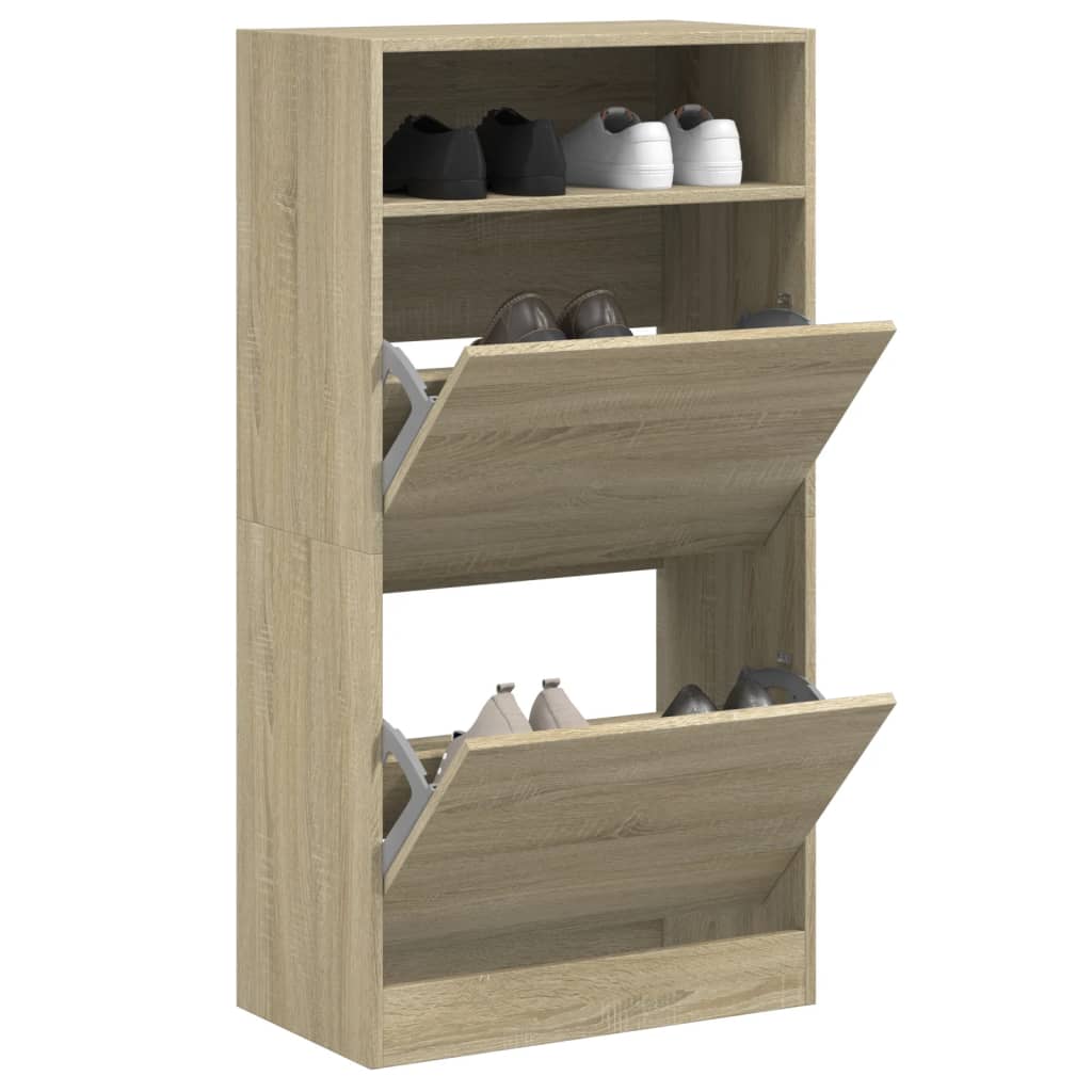 vidaXL Schoenenkast met 2 klaplades 80x34x116 cm wit
