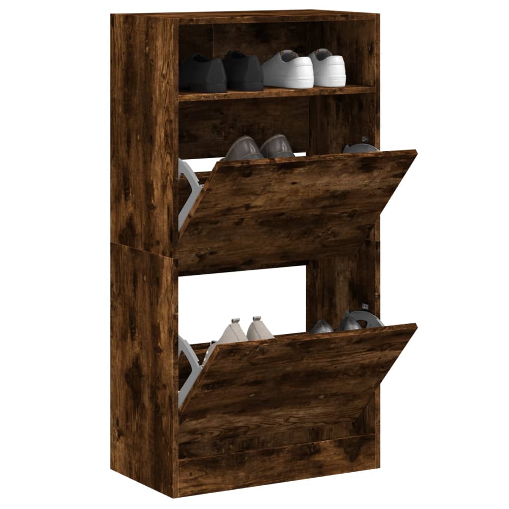 vidaXL Schoenenkast met 2 klaplades 80x34x116 cm wit