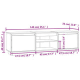 vidaXL Tv-meubel 140x35x40 cm massief grenenhout wit