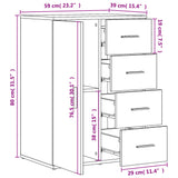 vidaXL Dressoir 59x39x80 cm bewerkt hout wit