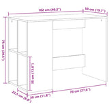 vidaXL Bureau 102x50x75 cm bewerkt hout wit