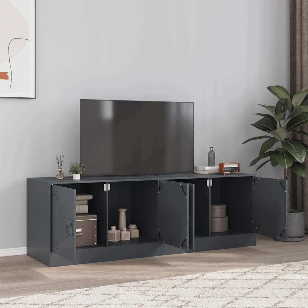 vidaXL Tv-meubel 67x39x44 cm staal zwart