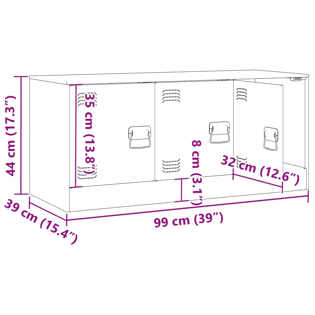 vidaXL Tv-meubel 99x39x44 cm staal zwart