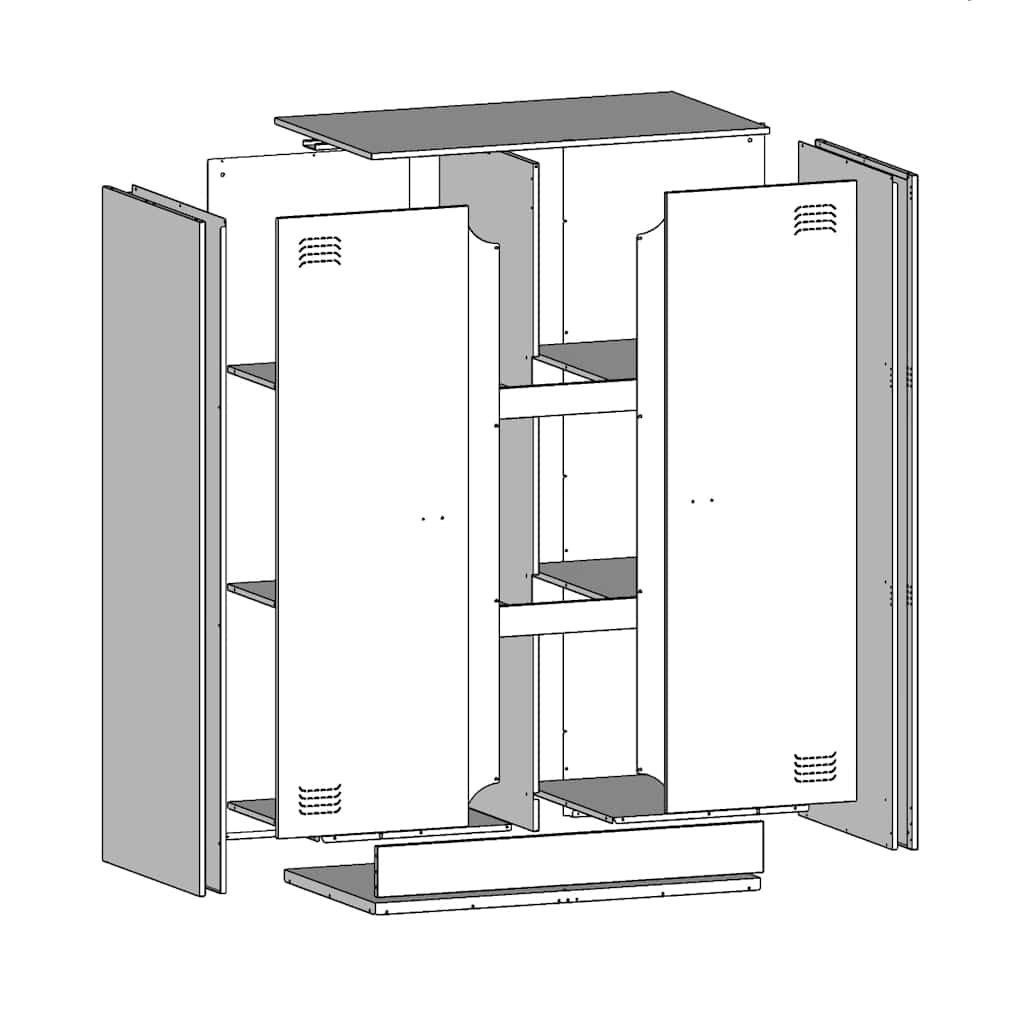 vidaXL Dressoir 67x39x107 cm staal zwart