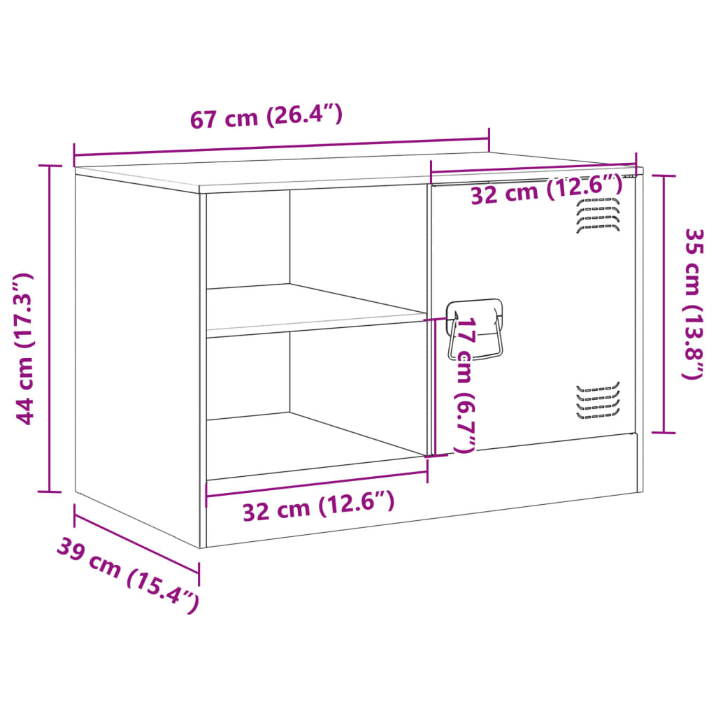vidaXL Tv-meubel 67x39x44 cm staal zwart