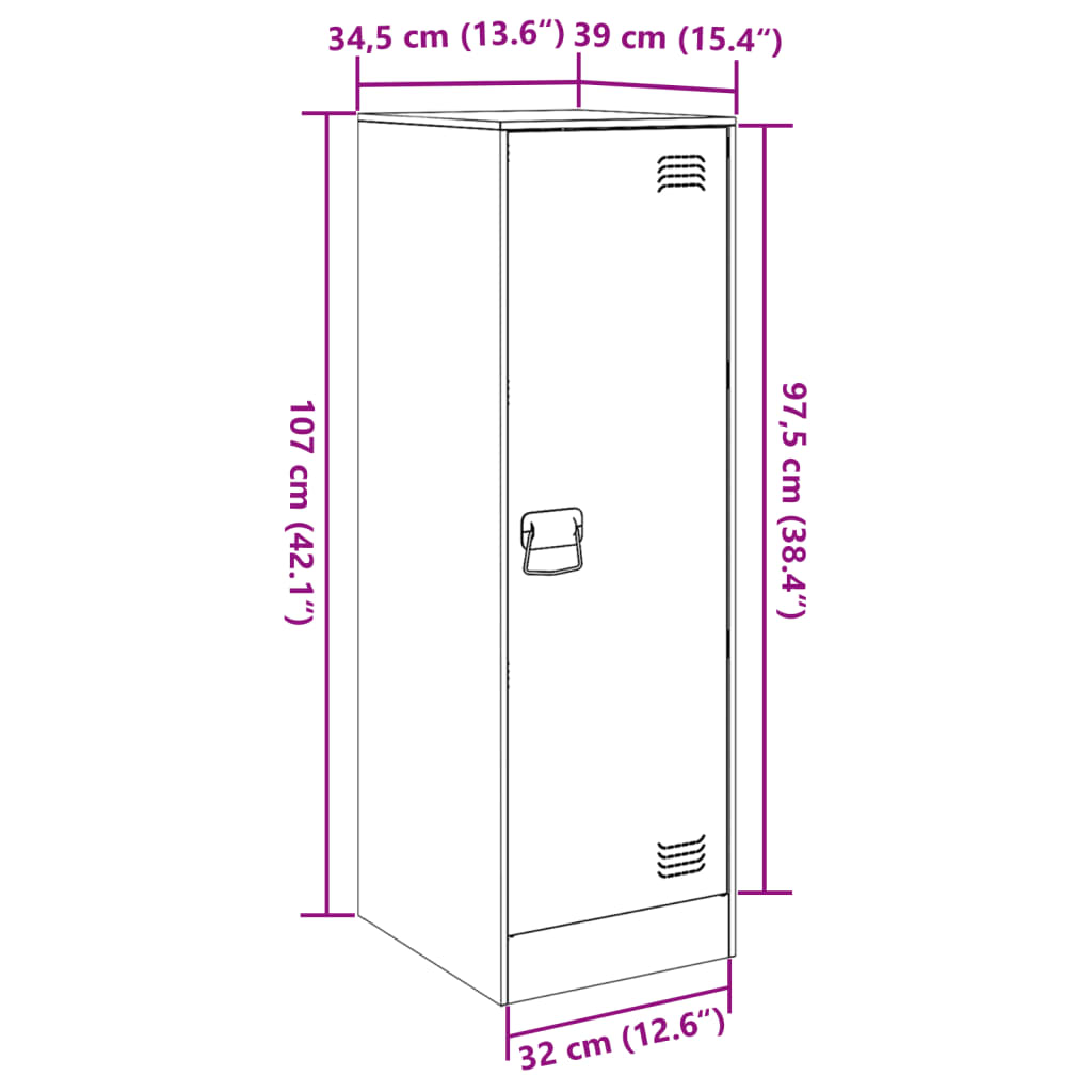 vidaXL Dressoir 34,5x39x107 cm staal zwart