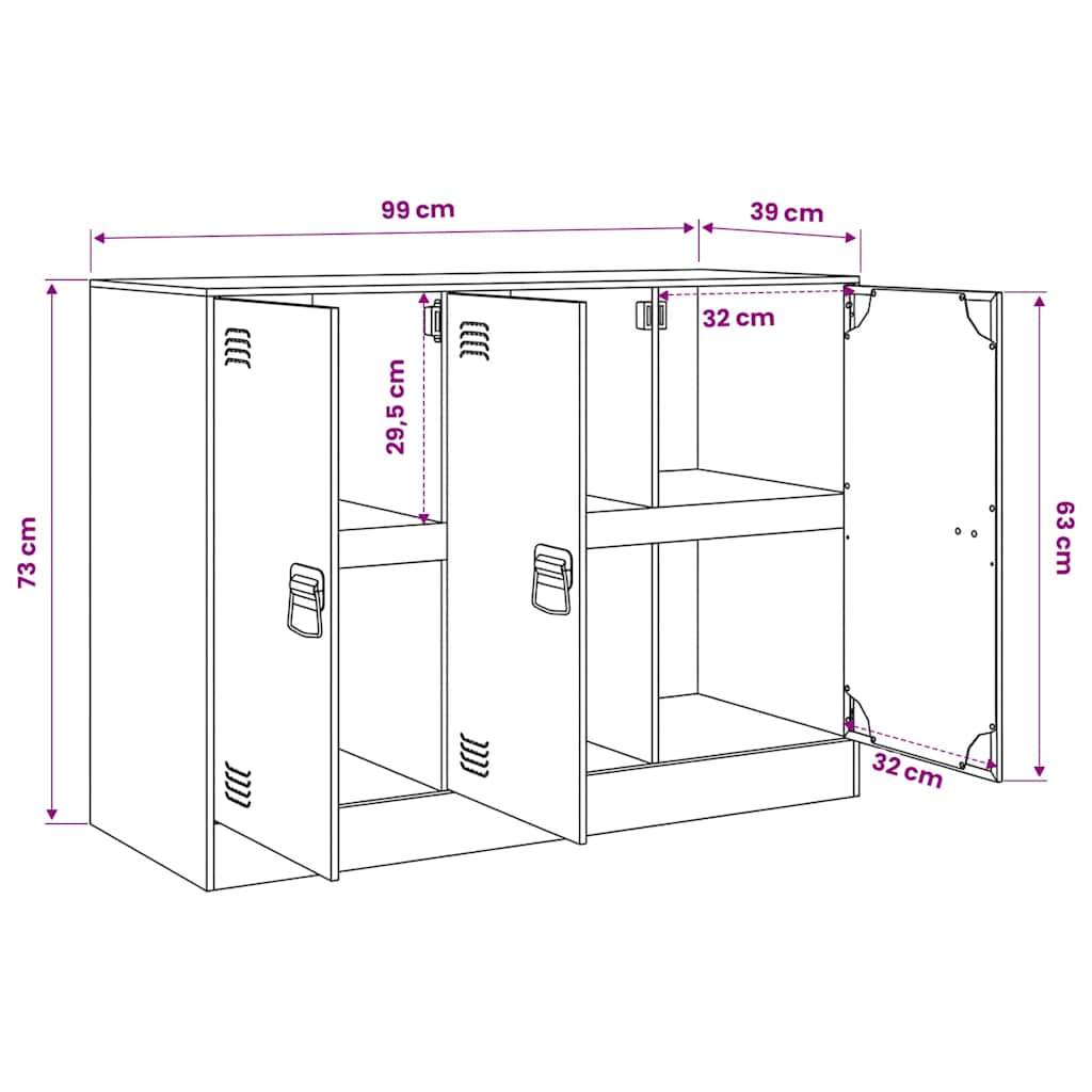 vidaXL Sideboard 99x39x73 cm steel black