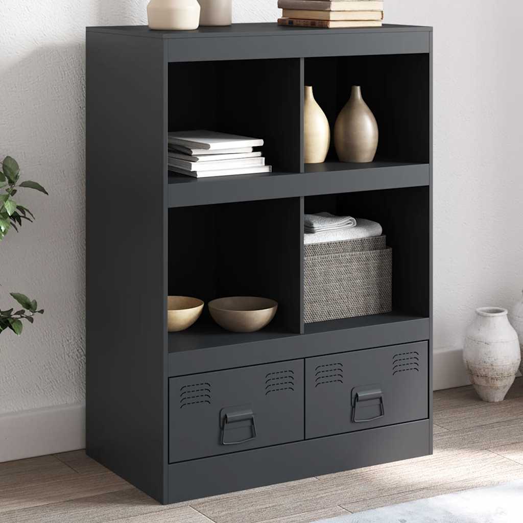 vidaXL Hoge kast 67x39x95 cm staal zwart