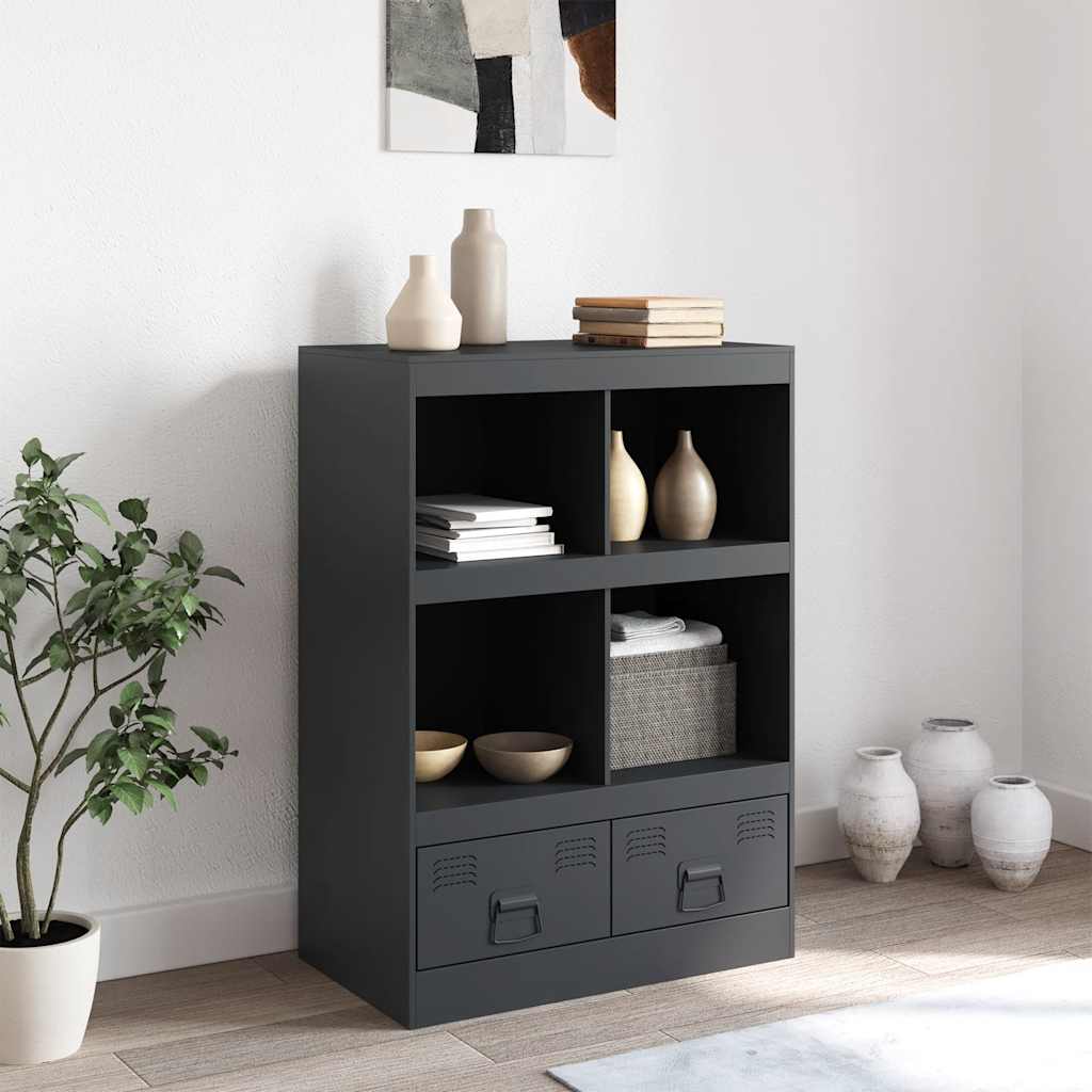 vidaXL Hoge kast 67x39x95 cm staal zwart