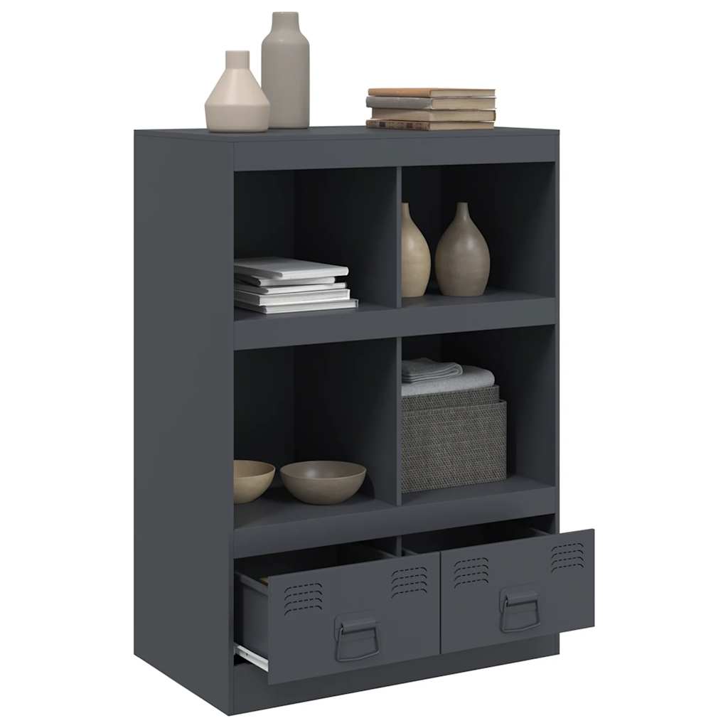 vidaXL Hoge kast 67x39x95 cm staal zwart