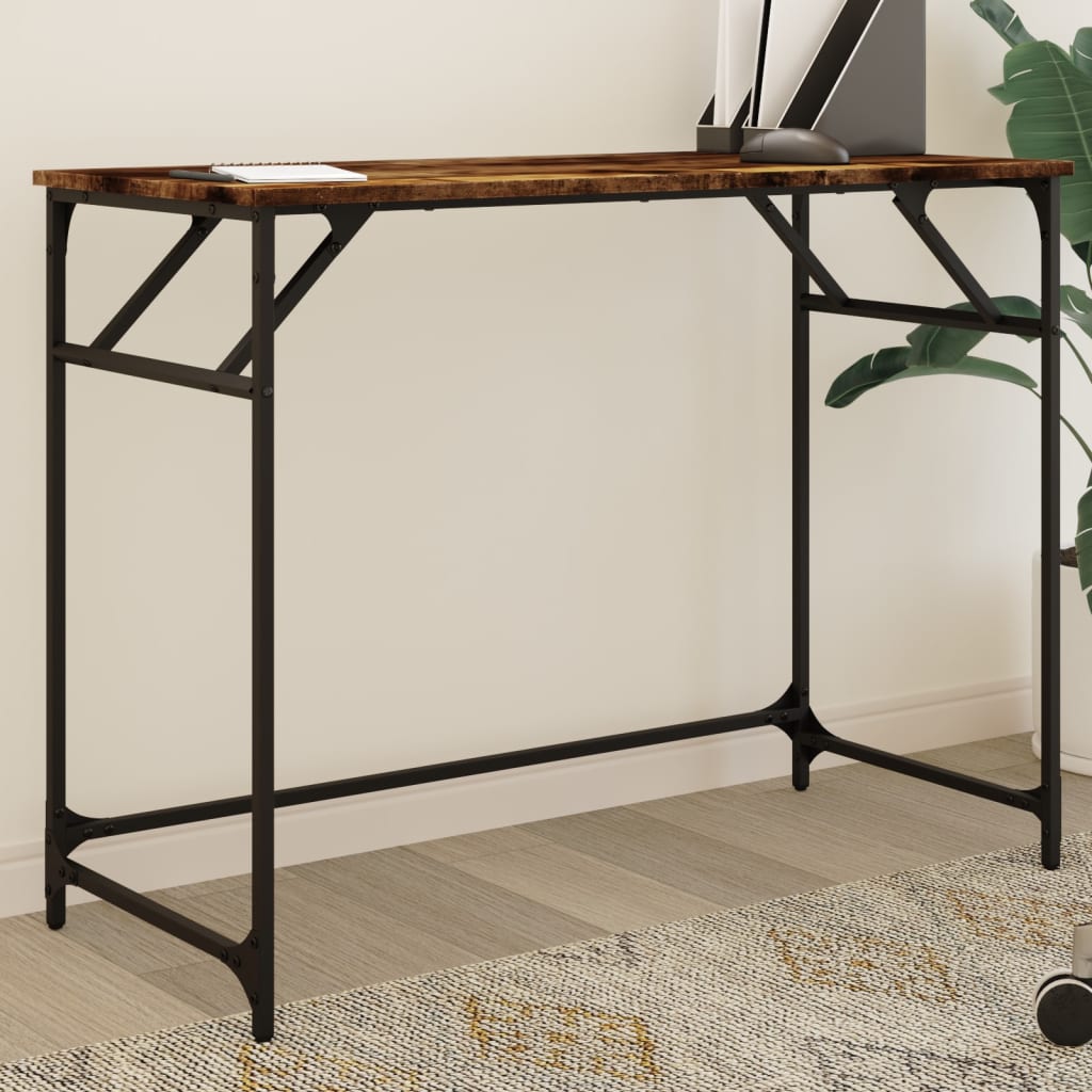vidaXL Bureau 100x45x76 cm bewerkt hout en gepoedercoat staal