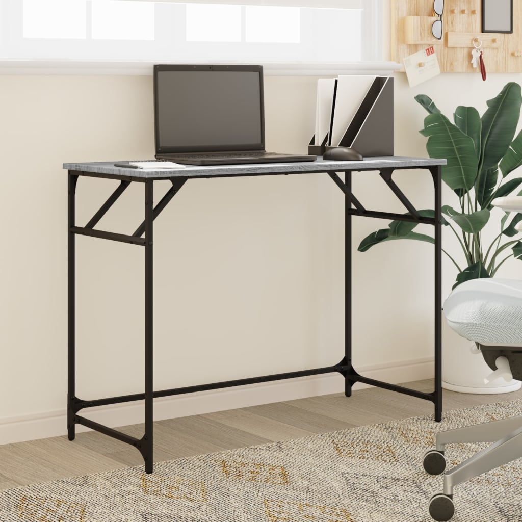 vidaXL Bureau 100x45x76 cm bewerkt hout en gepoedercoat staal