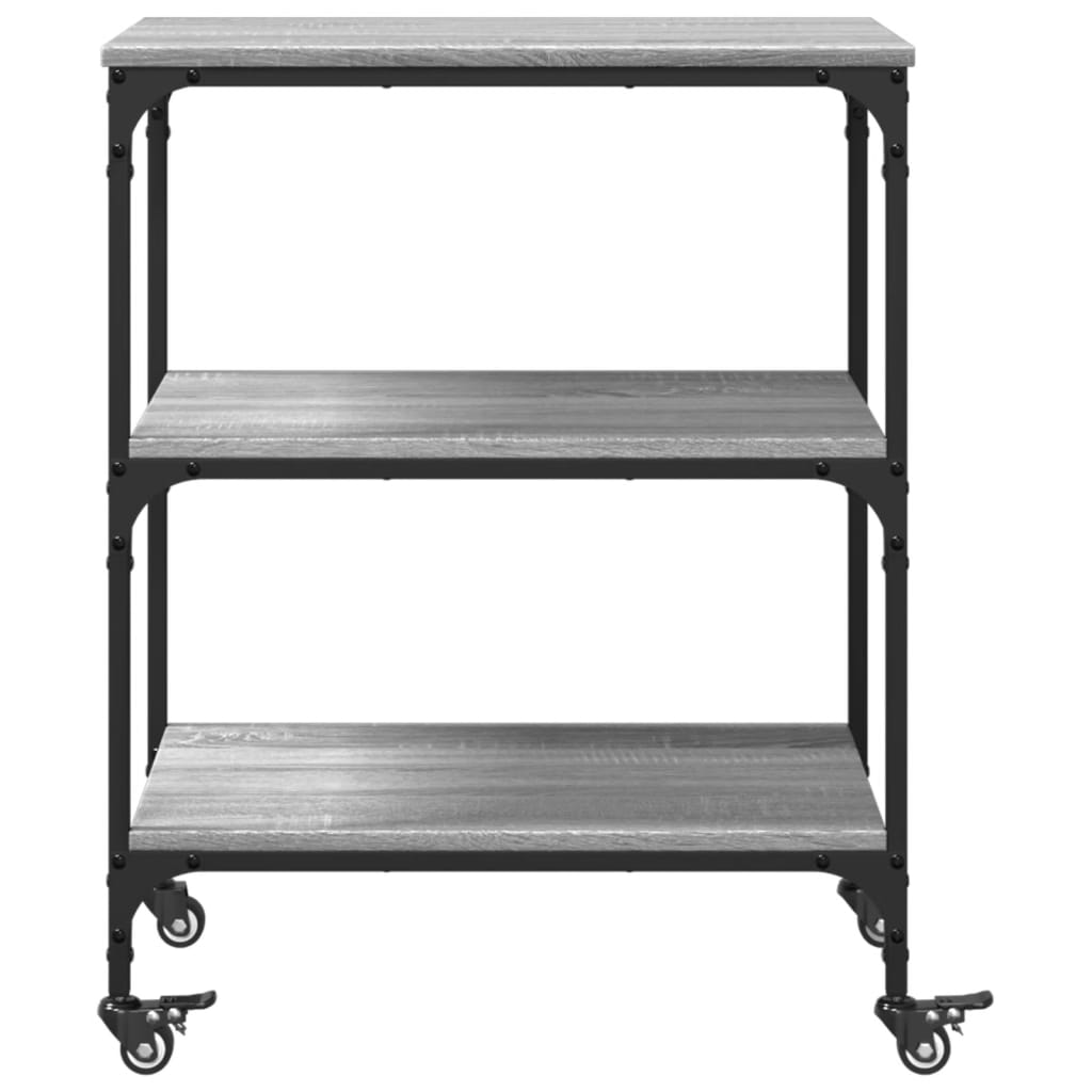 vidaXL Keukentrolley 60x41x76 cm bewerkt hout gerookt eikenkleurig