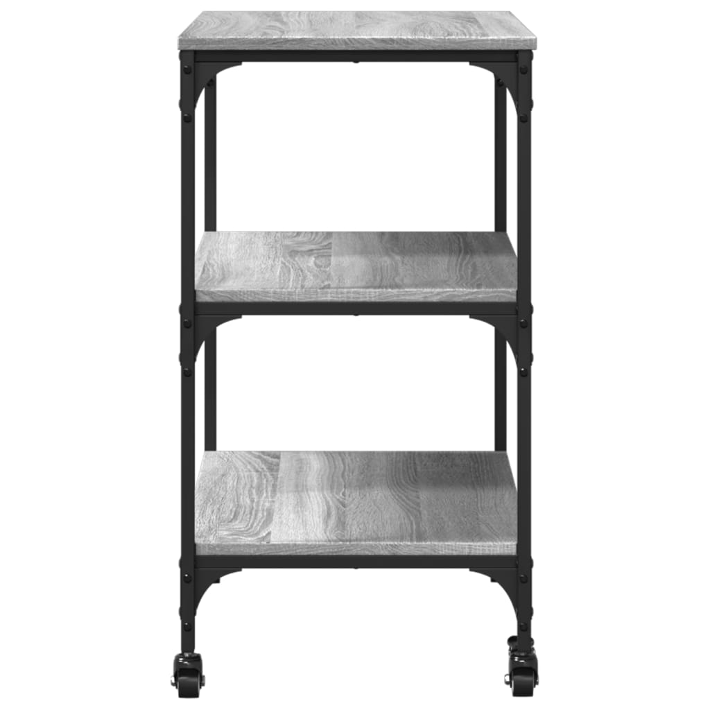 vidaXL Keukentrolley 60x41x76 cm bewerkt hout gerookt eikenkleurig
