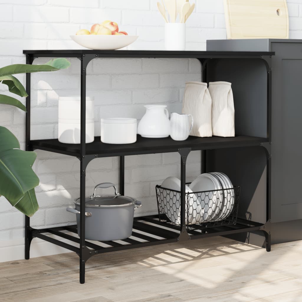 vidaXL Kitchen Trolley 100x50x95 cm Engineered Wood Black