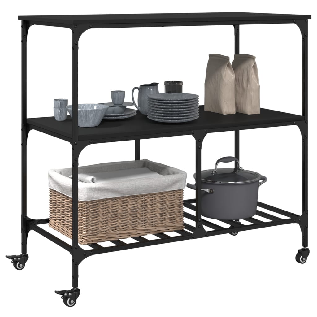 vidaXL Kitchen Trolley 100x50x95 cm Engineered Wood Black