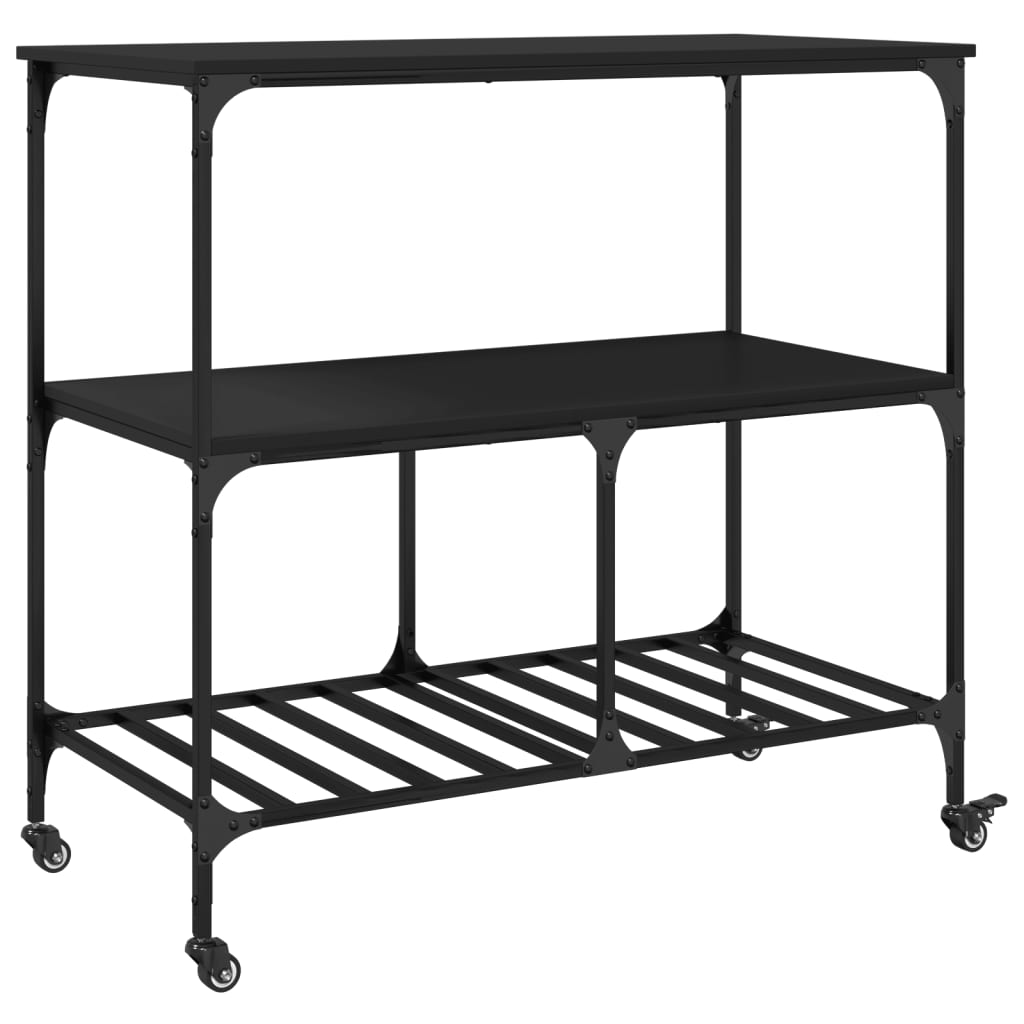 vidaXL Kitchen Trolley 100x50x95 cm Engineered Wood Black