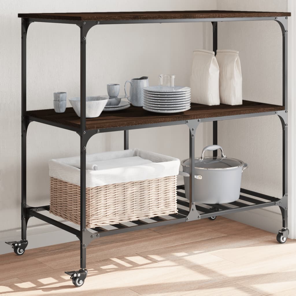 vidaXL Kitchen Trolley 100x50x95 cm Engineered Wood Black