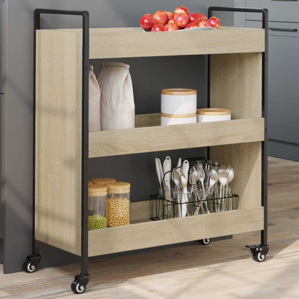 vidaXL Keukentrolley 70x30x82 cm bewerkt hout zwart