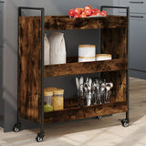 vidaXL Keukentrolley 70x30x82 cm bewerkt hout zwart