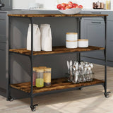vidaXL Keukentrolley 102x50x95 cm bewerkt hout zwart