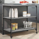 vidaXL Keukentrolley 102x50x95 cm bewerkt hout zwart