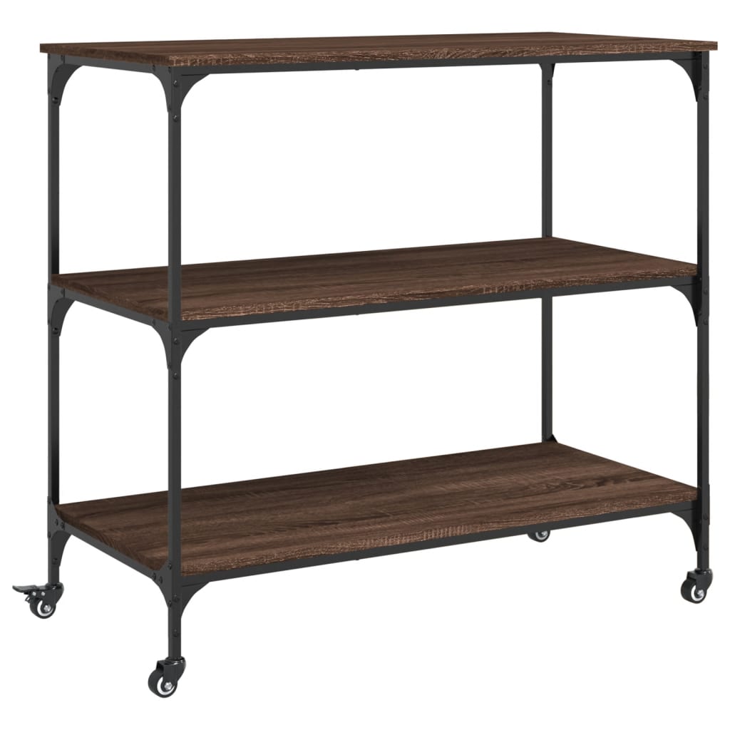 vidaXL Keukentrolley 102x50x95 cm bewerkt hout zwart