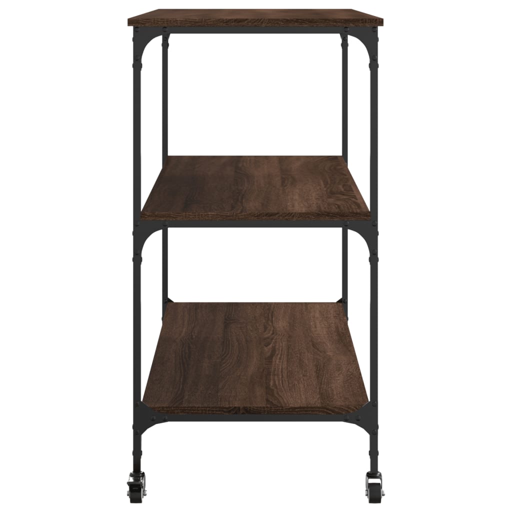 vidaXL Keukentrolley 102x50x95 cm bewerkt hout zwart