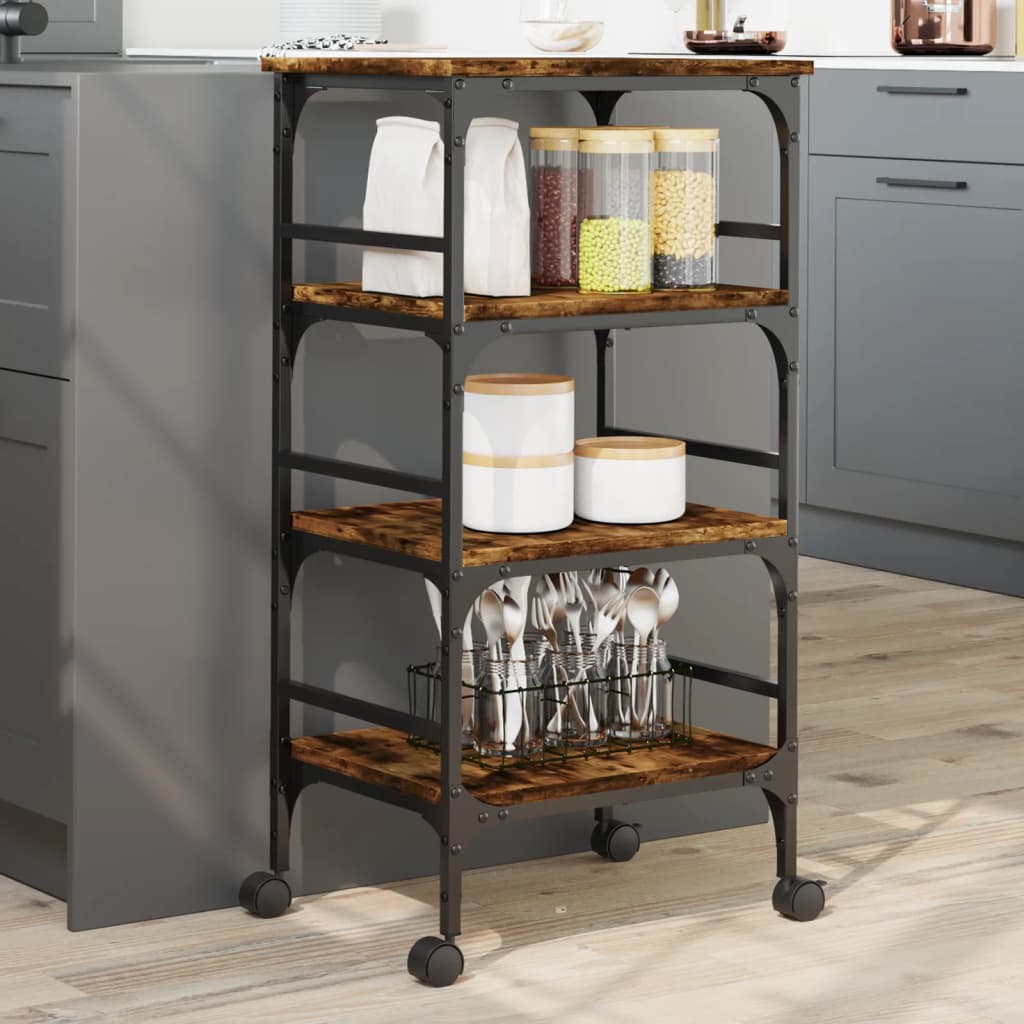 vidaXL Kitchen Trolley 45x35x89.5 cm Engineered Wood Black