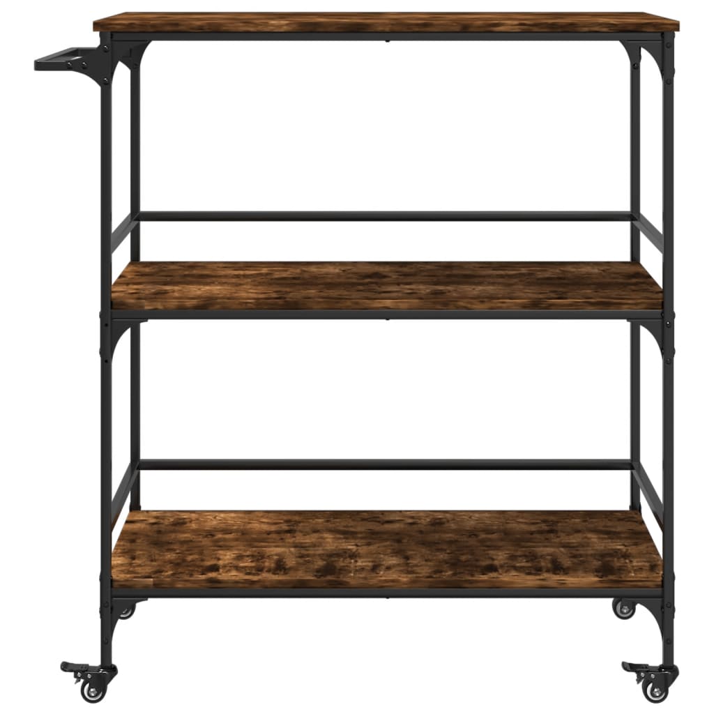 vidaXL Keukentrolley 100,5x50x105 cm bewerkt hout zwart