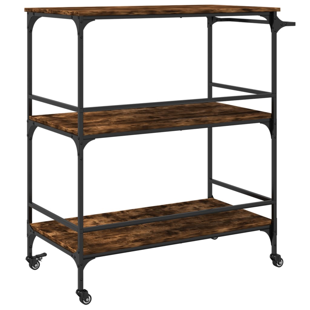 vidaXL Keukentrolley 100,5x50x105 cm bewerkt hout zwart