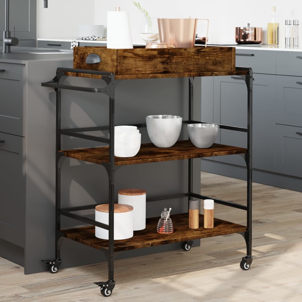vidaXL Kitchen Trolley 81.5x41x92.5 cm Engineered Wood Sonoma Oak