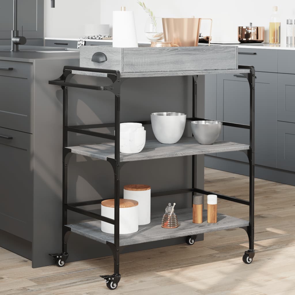 vidaXL Kitchen Trolley 81.5x41x92.5 cm Engineered Wood Sonoma Oak