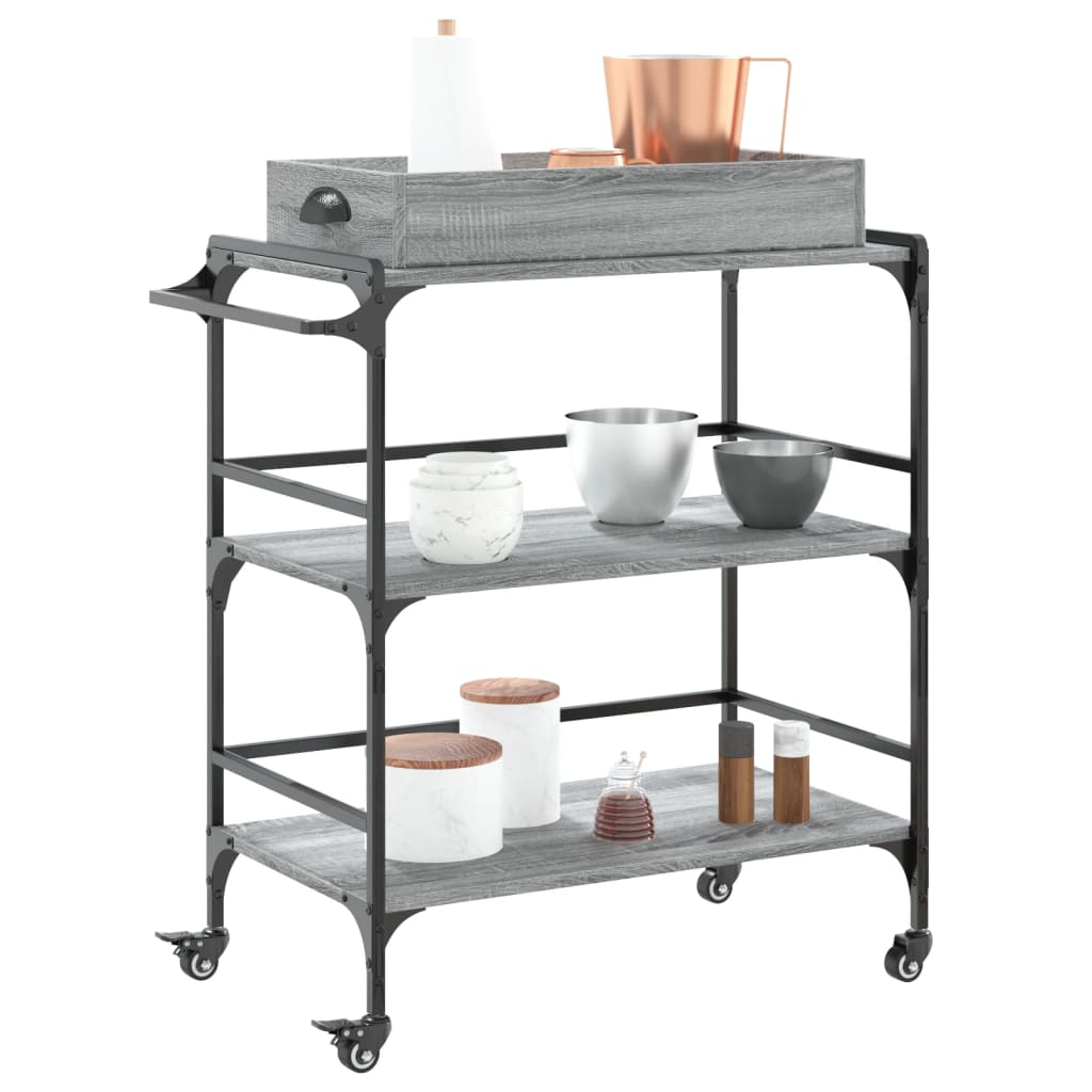 vidaXL Kitchen Trolley 81.5x41x92.5 cm Engineered Wood Sonoma Oak