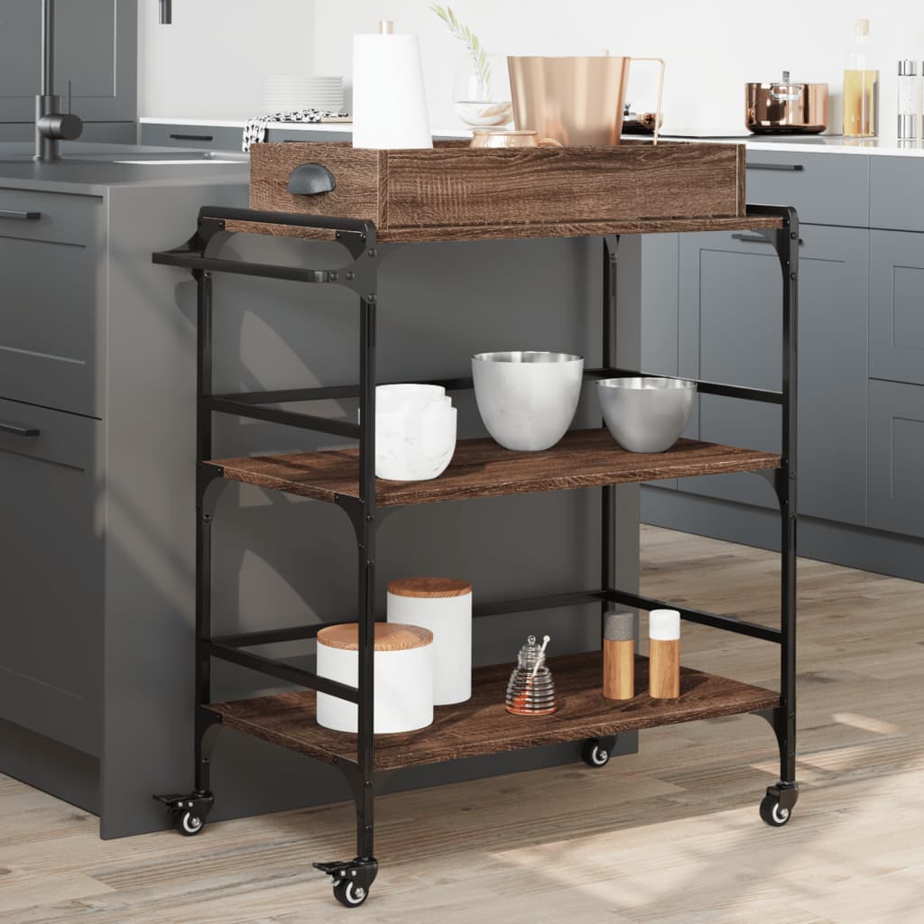 vidaXL Kitchen Trolley 81.5x41x92.5 cm Engineered Wood Sonoma Oak